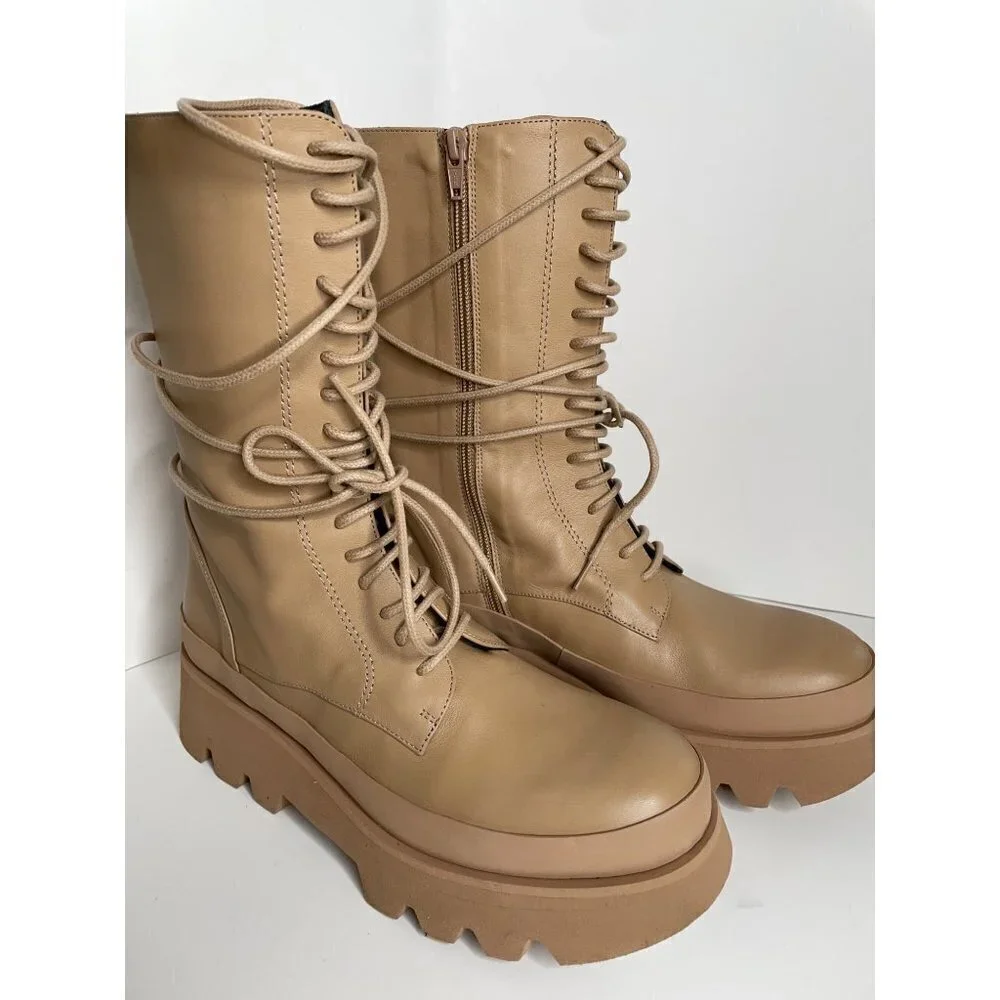 PALOMA BARCELO Helsa Cairo Platform Boots In Nocciola Size 40 US 9.5 $458